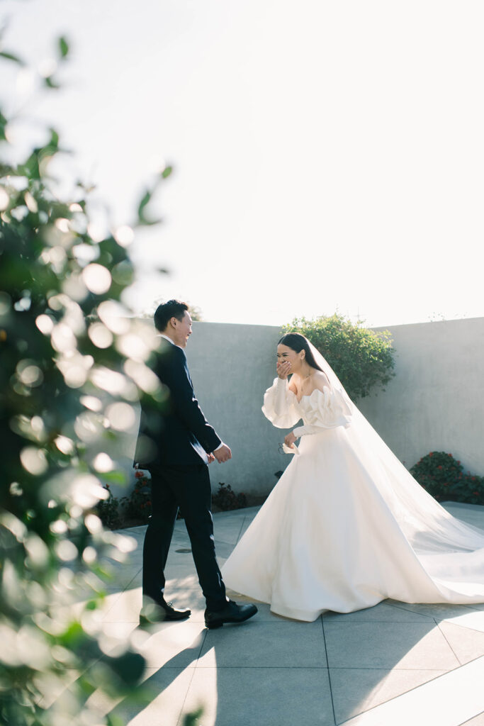 A wedding couple reciting their vows to each other